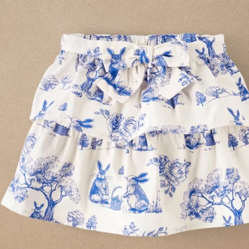 Gymboree NWT Blue and White Tiered Skort with Rabbit Print
